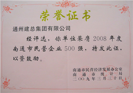 2008年度南通市民营企业500强